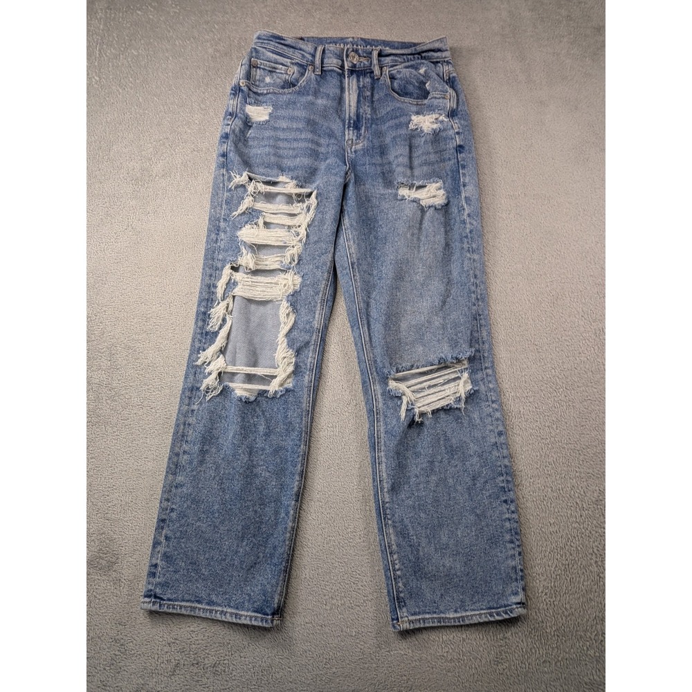 American Eagle Highest Rise 90s Boyfriend Distressed Jeans Blue Size 6 Regular - Picture 2 of 15